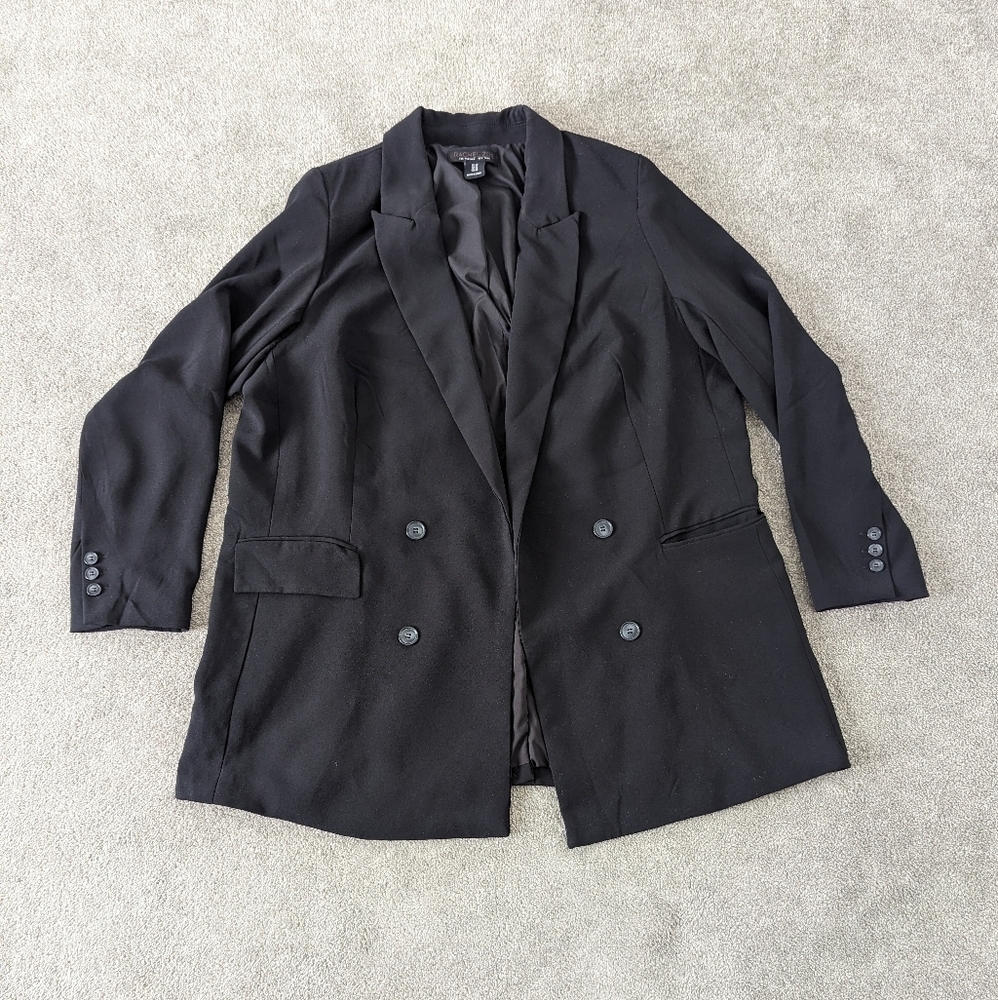 Rachel Zoe Women's Double Breast Blazer Black Suit Jacket Size 1X Office Classic